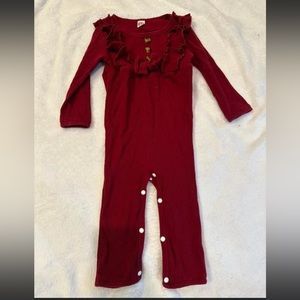 Maroon bow romper